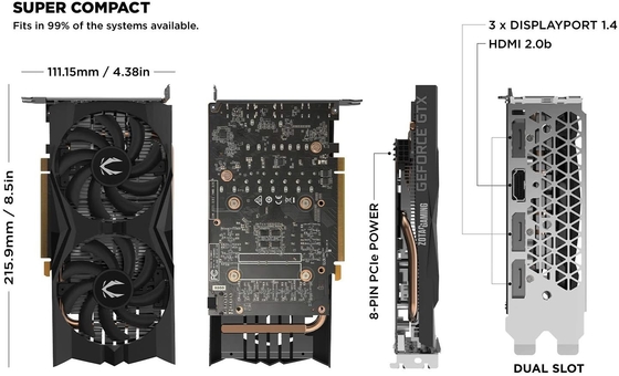 การ์ดแสดงผลการขุด 192Bit ZOTAC Gaming GeForce GTX 1660 6GB GDDR5 กราฟิกการ์ด